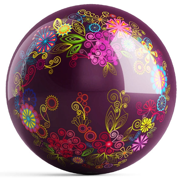 Abstract Flowers by Valentina Georgieva OTB Bowling Ball