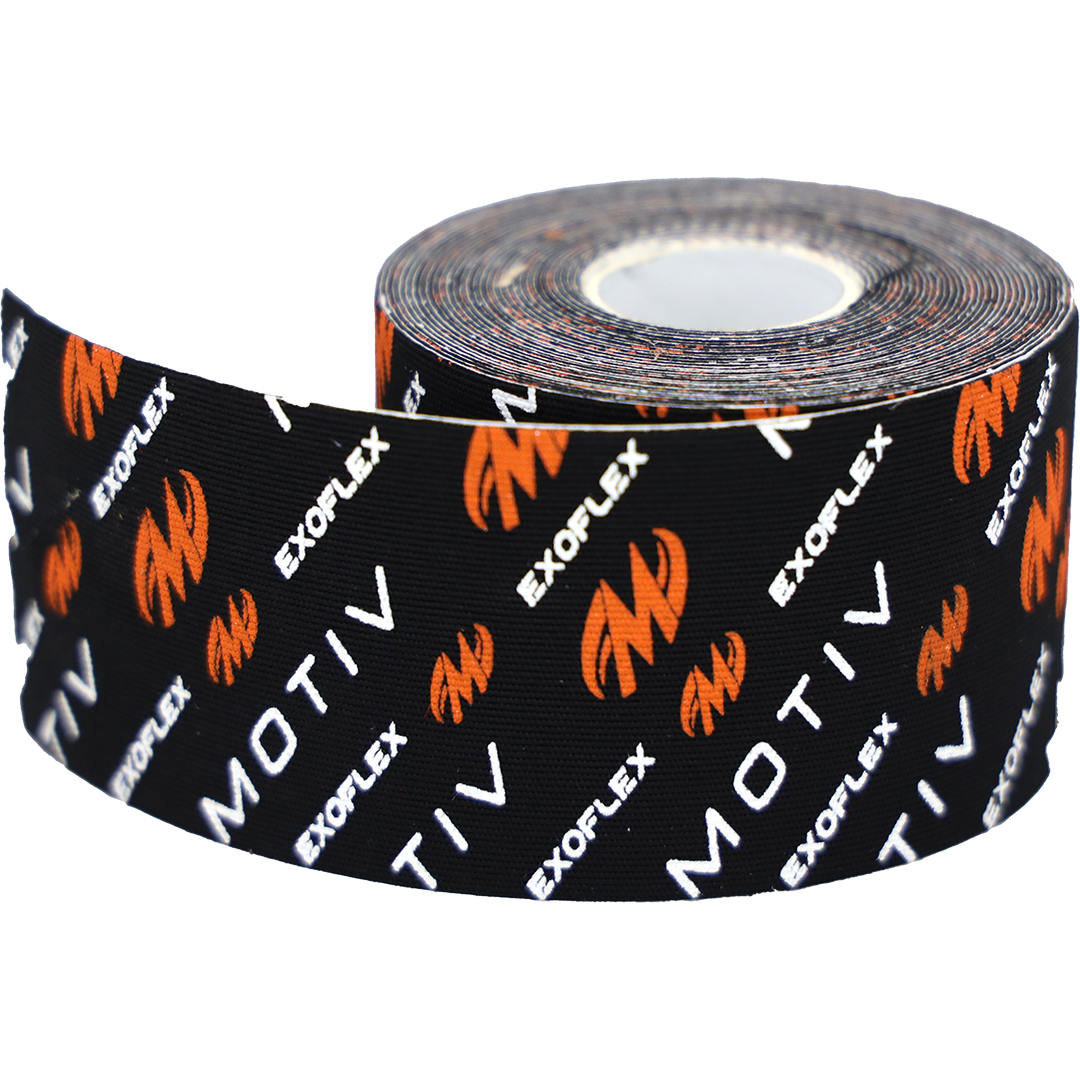 Motiv Exoflex Kinesiology Tape Un-Cut Roll - Black / Orange