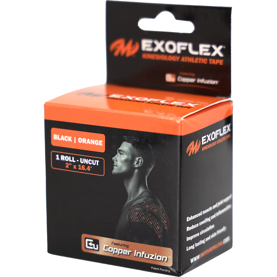 Motiv Exoflex Kinesiology Tape Un-Cut Roll - Black / Orange