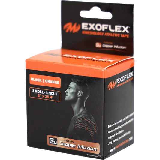 Motiv Exoflex Kinesiology Tape Un-Cut Roll - Black / Orange