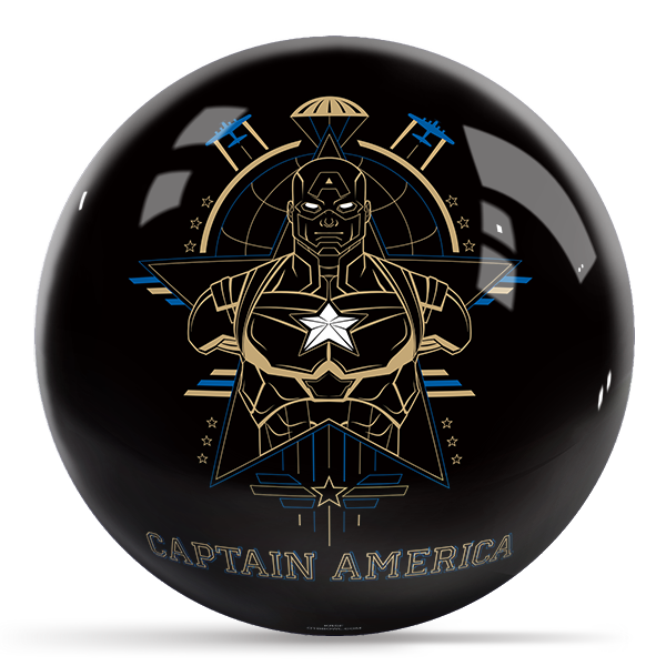 Marvel - Avengers Captain America Logos OTB Bowling Ball