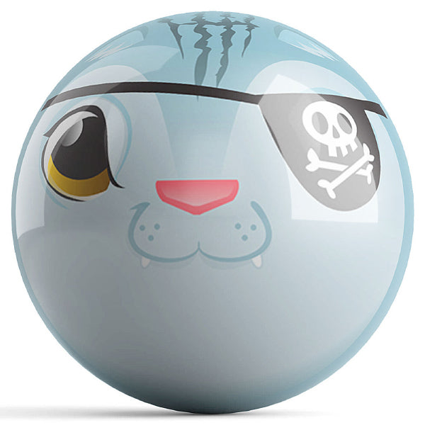 Blue Pirate Cat by Brandon Starr OTB Bowling Ball