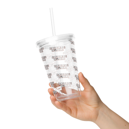 Bowling World Clear Plastic Tumbler w/ Straw