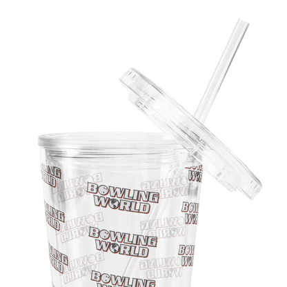 Bowling World Clear Plastic Tumbler w/ Straw