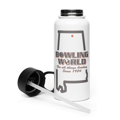 Bowling World Stainless Steel Water Bottle w/ Straw Lid